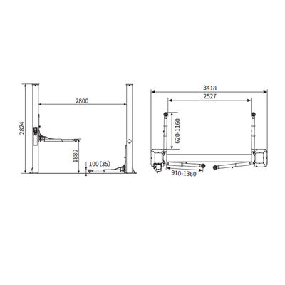 YD07-006 4000kg Two-Post Lift: 1880mm Height, AC/DC, Self-Lock for Car/SUV/Truck Repair