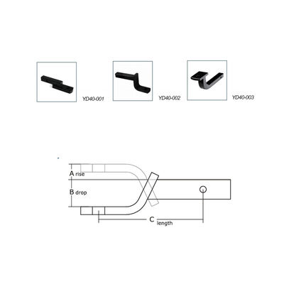YD40 Series Ball Mounts: 2" Receiver, 3.5k-6k LBS, Black Coat for Camping/Cargo/Off-Road