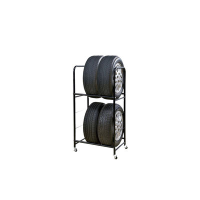 Movable Dual Tire Rack: Adjustable, Mobile (For Auto Shops/Garages)